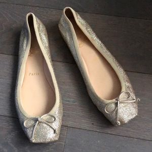 Louboutin Gold Ballet Flats Size 8.5